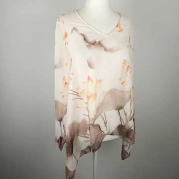 CHICOS PONCHO STYLE Sheer Floral Abstract Print - Picture 8 of 13